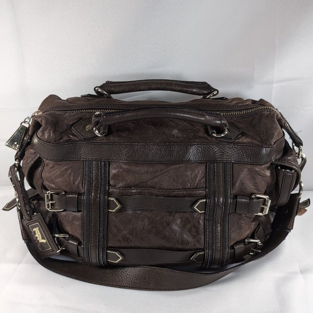 L.A.M.B. Gwen Stefani Brown Leather Purse Y2K Kensington LAMB Shoulder Bag Vtg